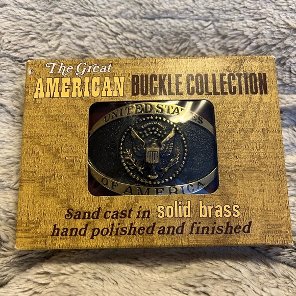 NIB VTG 1980 Brass United States of America Great American Buckle Collection - Picture 1 of 4